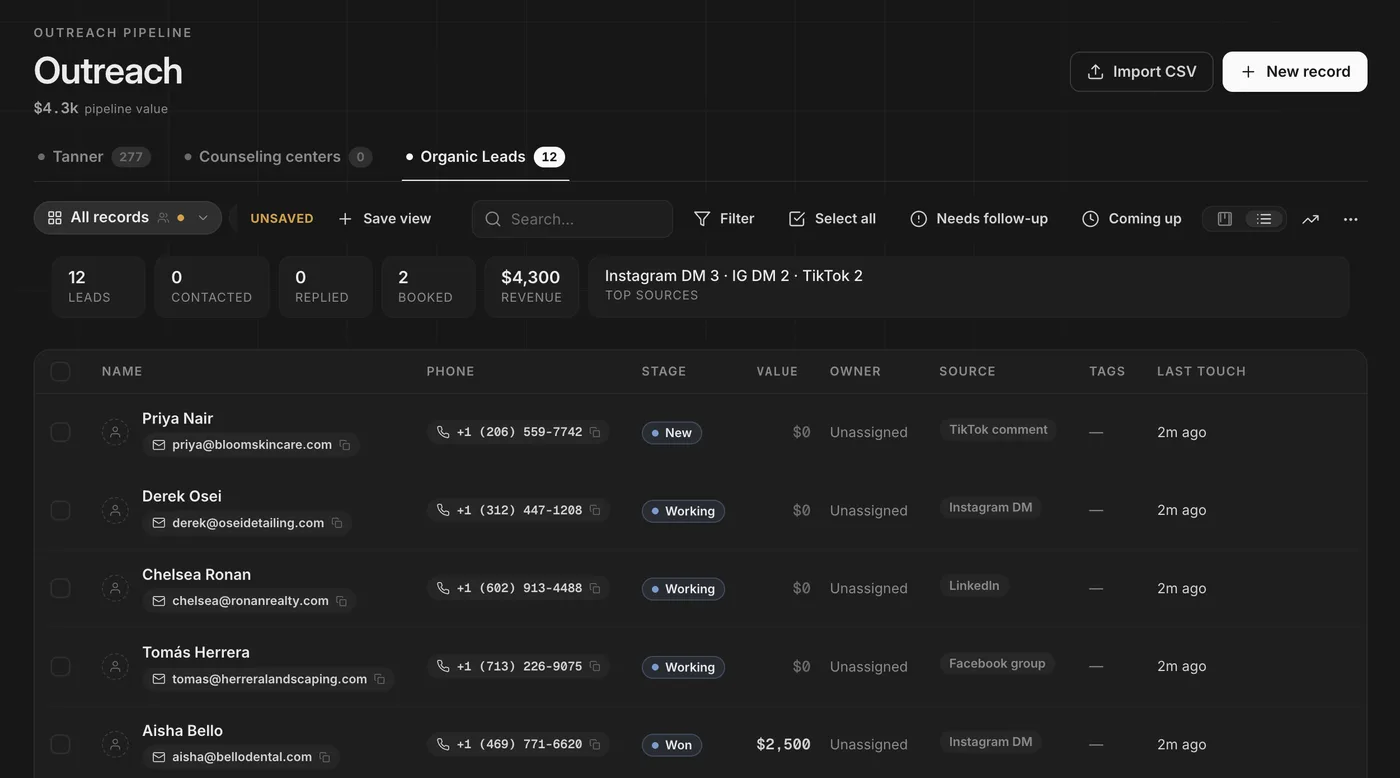 Nova OS outreach and call queue